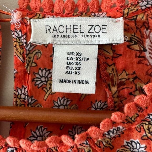 Rachel Zoe Boho Cottage Peasant Style Flounce Sleeve Flowy Blouse size XS - Picture 2 of 3